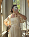 Vintage 70s Prairie Lace Wedding Dress Creme