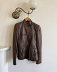 Vintage Y2K YSL Rive Gauche Leather Jacket Chocolate