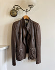 Vintage Y2K YSL Rive Gauche Leather Jacket Chocolate