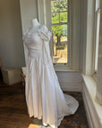 Vintage 90s Pure Silk Rosette Off Shoulder Wedding Gown