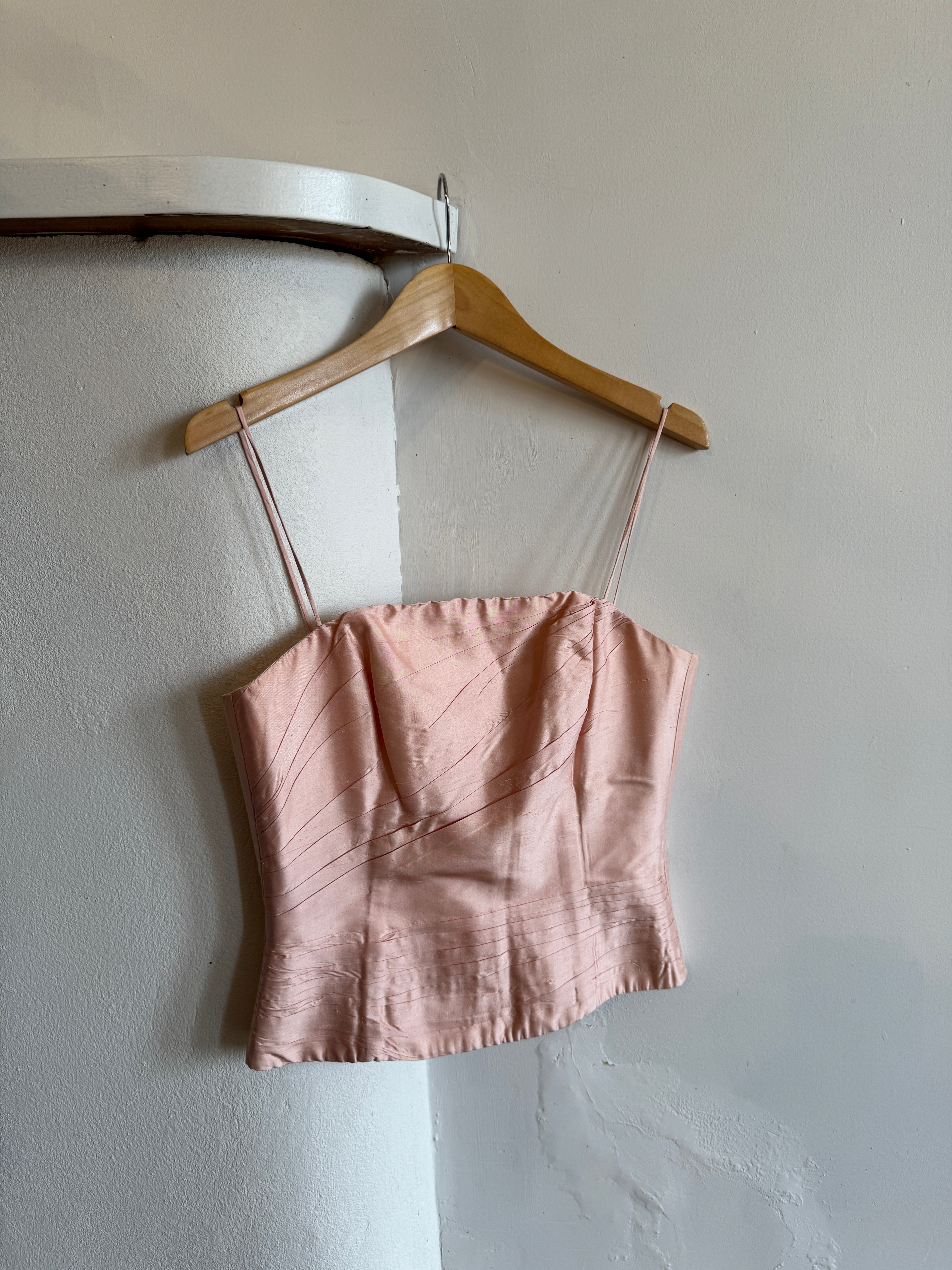 Vintage Pink Pure Silk Bodice Top