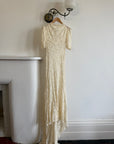 Vintage 40s Sheer Lace Bias Wedding Dress Creme