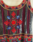 Vintage Rare 90s Escada Couture Pure Silk Embellished Mini