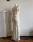 Vintage 90s Silk Jacquard Petite Rose Wedding Dress