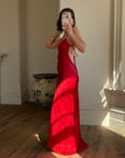 Vintage 90s Pure Silk Scarlet Bias Cut Gown