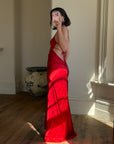 Vintage 90s Pure Silk Scarlet Bias Cut Gown