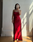 Vintage 90s Pure Silk Scarlet Bias Cut Gown