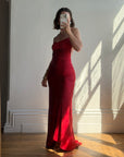 Vintage 90s Pure Silk Scarlet Bias Cut Gown