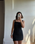 Vintage 90s Tailored Bow Micro Mini Noir