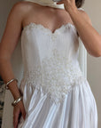 Vintage Y2K Pintuck Pearl Sweetheart Wedding Dress