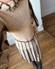 Vintage 70s Wool Blend Knit Dress Latte Brown