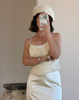 Vintage 90s Italian Daisy Beaded Silk Satin Bridal Set