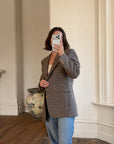 Vintage 60s Wool Mohair Herringbone Blazer Cool Brown