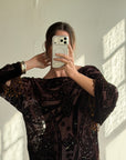 Vintage Y2K Brown Burnt Velvet Beaded Tassel Top