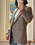Vintage 60s Wool Mohair Herringbone Blazer Cool Brown