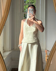Vintage 90s Glass Beaded Halter Bodice & Crepe Skirt Bridal Set