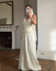Vintage 90s Glass Beaded Halter Bodice & Crepe Skirt Bridal Set