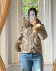 Vintage 70s Paisley Brocade Jacket With Fox Fur Collar & Cuffs
