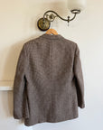 Vintage 60s Wool Mohair Herringbone Blazer Cool Brown