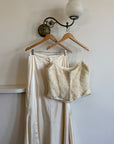 Vintage 90s Italian Daisy Beaded Silk Satin Bridal Set
