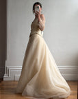 Vintage 90s Daisy Glass Bead Long Sleeved Bustier & Sparkle Tulle Ball Gown Set