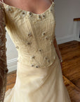 Vintage 90s Daisy Glass Bead Long Sleeved Bustier & Sparkle Tulle Ball Gown Set