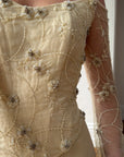 Vintage 90s Daisy Glass Bead Long Sleeved Bustier & Sparkle Tulle Ball Gown Set