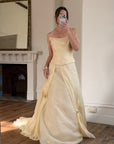Vintage 90s Italian Butter Double Strap Corset and Tulle Rosette Skirt Set