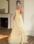 Vintage 90s Italian Butter Double Strap Corset and Tulle Rosette Skirt Set