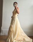 Vintage 90s Italian Butter Double Strap Corset and Tulle Rosette Skirt Set