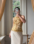 Vintage Y2K Gold Sequin Paillette Knit Tank Top