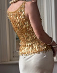 Vintage Y2K Gold Sequin Paillette Knit Tank Top