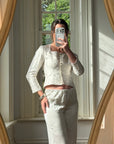 Vintage 90s Ivory Brocade Long Sleeved Bridal Bustier