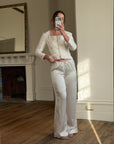 Vintage 90s Ivory Brocade Long Sleeved Bridal Bustier