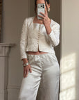Vintage 90s Ivory Brocade Long Sleeved Bridal Bustier
