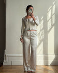Vintage 90s Ivory Brocade Long Sleeved Bridal Bustier