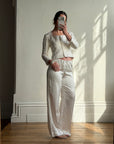 Vintage 90s Ivory Brocade Long Sleeved Bridal Bustier