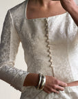 Vintage 90s Ivory Brocade Long Sleeved Bridal Bustier