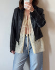 Vintage 90s Zip Front Leather Jacket Black