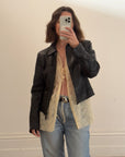 Vintage 90s Zip Front Leather Jacket Black