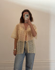 Vintage Creme Lace Tie Top