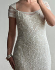 Vintage Y2K Crystal Cap Sleeve Bridal Slip