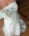 Vintage Y2K Blue Floral Glass Beaded Strapless Wedding Gown