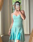 Vintage 90s Silk Chiffon Aqua Fairy Dress