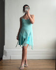 Vintage 90s Silk Chiffon Aqua Fairy Dress