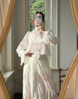 Antique Edwardian Pintuck Lace Cotton Crop and Skirt Set