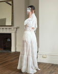 Antique Edwardian Pintuck Lace Cotton Crop and Skirt Set