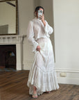 Antique Edwardian Pintuck Lace Cotton Crop and Skirt Set