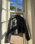 Vintage 90s Faux Leather Biker Jacket Noir