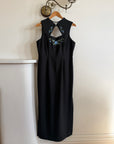 Vintage 90s Cheongsam Embroidered Blue Floral Crepe Dress